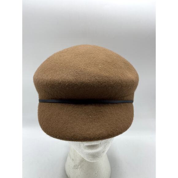Women's 100% Wool Felt Tan / Brown Newsboy Cap Style Hat - Picture 2 of 6